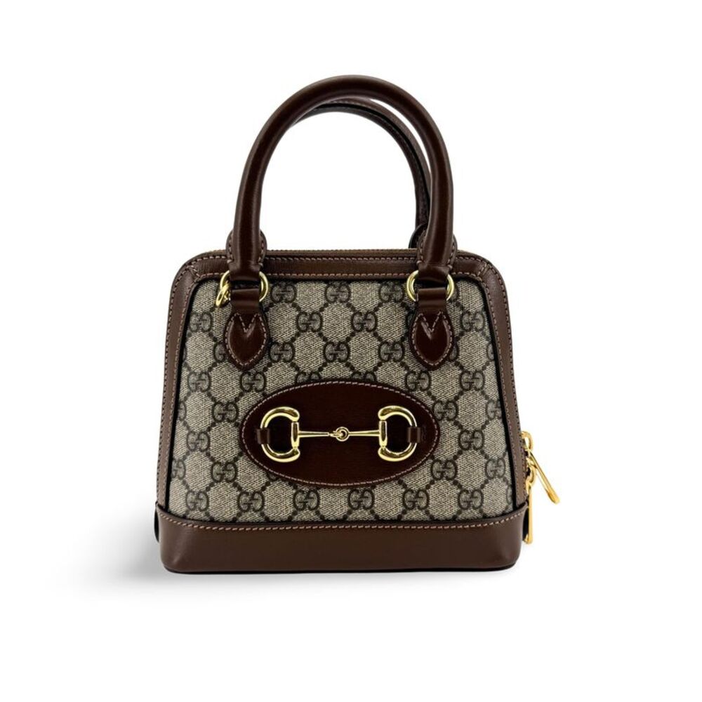 Gucci Horsebit 1955 Top Handle Gg Coated Canvas With Leather Brown Canvas
